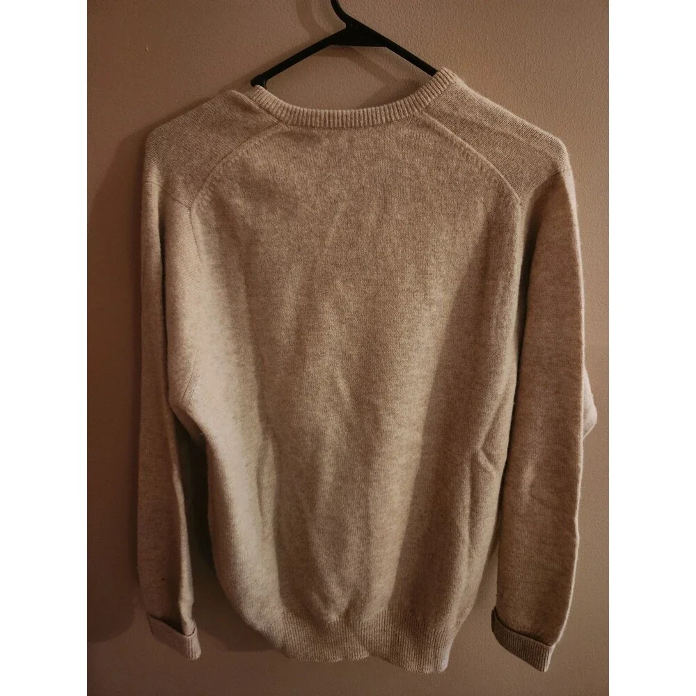 Vintage Moffat Woollens Scotland Pure New Wool Sweater Beige Repaired Size S?